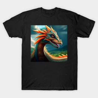 Ancient Blue and Orange Dragon T-Shirt